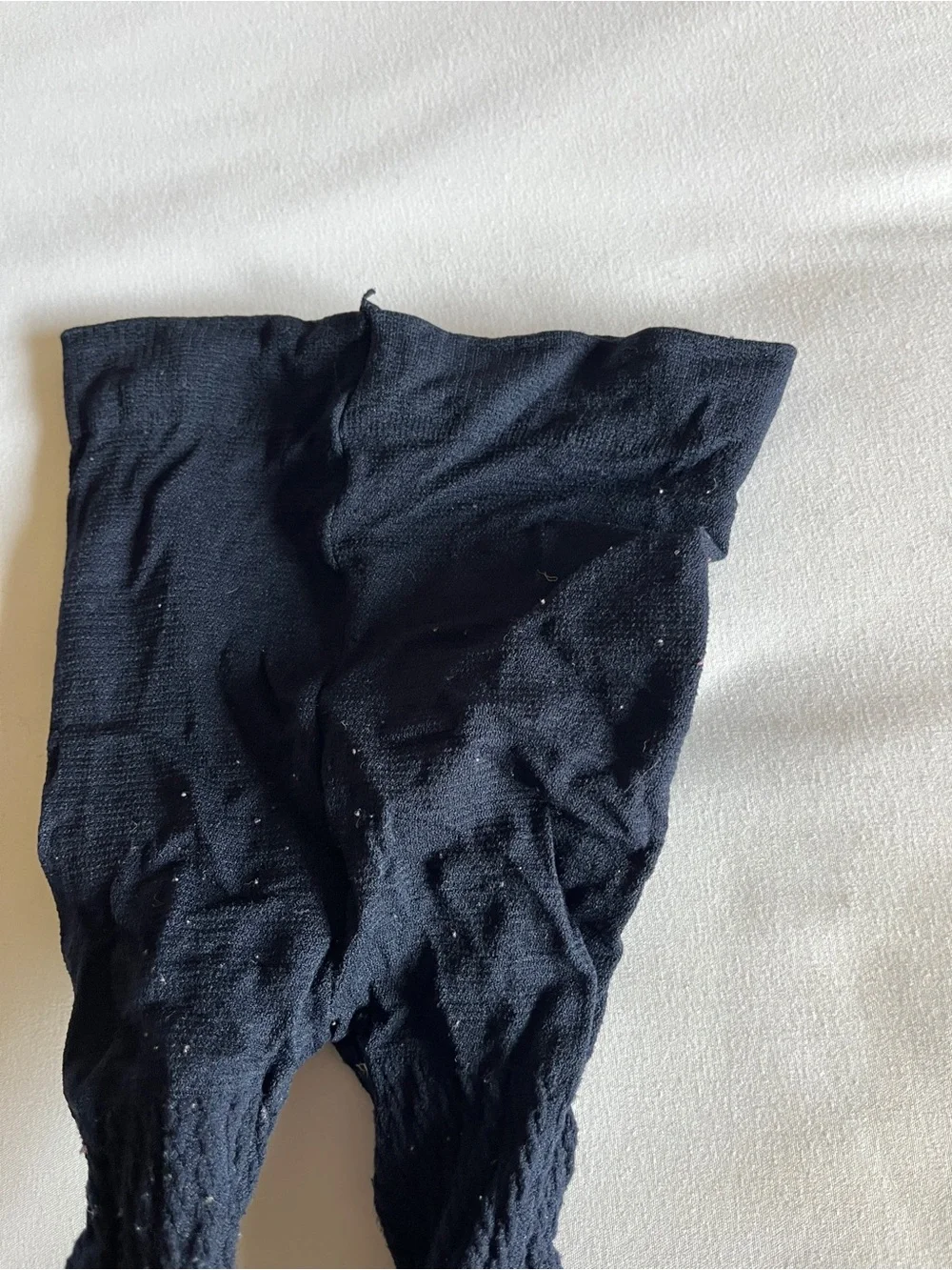 Navy Dark Blue Textured Cable Knit Footed Tights Stockings Stretch Hosiery